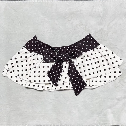 American INS Style New Cute Swimsuit Summer Fashion Sexy Halterneck Polka Dot Bow Tie Top Skirt Beach Y2k Three-piece Sets 2025