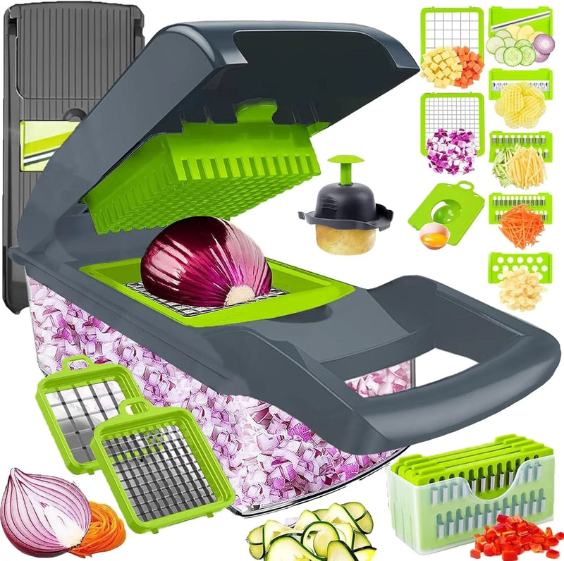 Pro-Series 16-in-1 Vegetable Chopper, Dewpeton Mandoline Slicer, Veggie Chopper, Food Chopper with Container, Vegetable Cutter