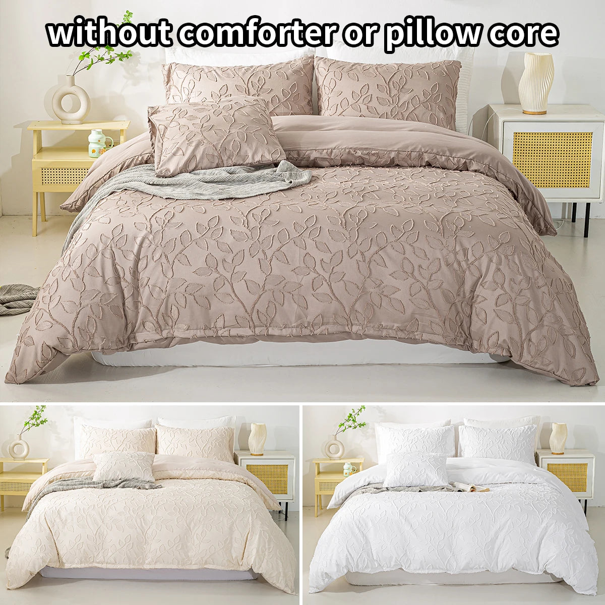 3pcs Cutting Flower Bedding Set with Zip Closure - Polyester, All-Season Comforter Set (Comforter & Pillow Shams Not Included)