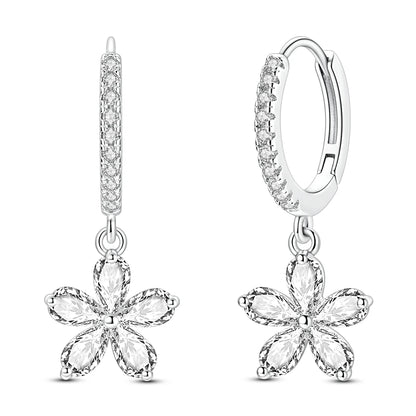 925 Sterling Silver Gold Drop Earrings For Woman Flower Round Sun Hoop Earring Pendientes Classic Original Woman Jewelry Gift