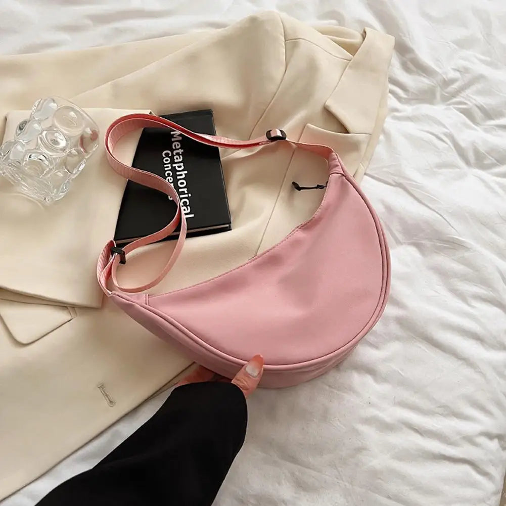Nylon Crossbody Bag For Women Fashion Portable Casual Hobos Sport Chest Bag Underarm Bag Students Dumpling Shape Shoulder Bag