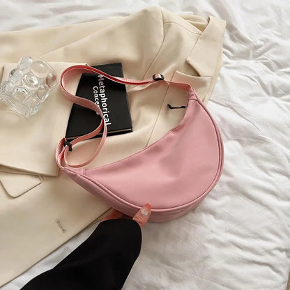 Nylon Crossbody Bag For Women Fashion Portable Casual Hobos Sport Chest Bag Underarm Bag Students Dumpling Shape Shoulder Bag