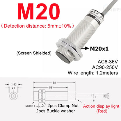 Approach Sensor 4mm 6mm M5 M10 14 M16 M20 22 Black Proximity Switch Inductive Proximity Sensor Detection Switch NPN PNP DC AC
