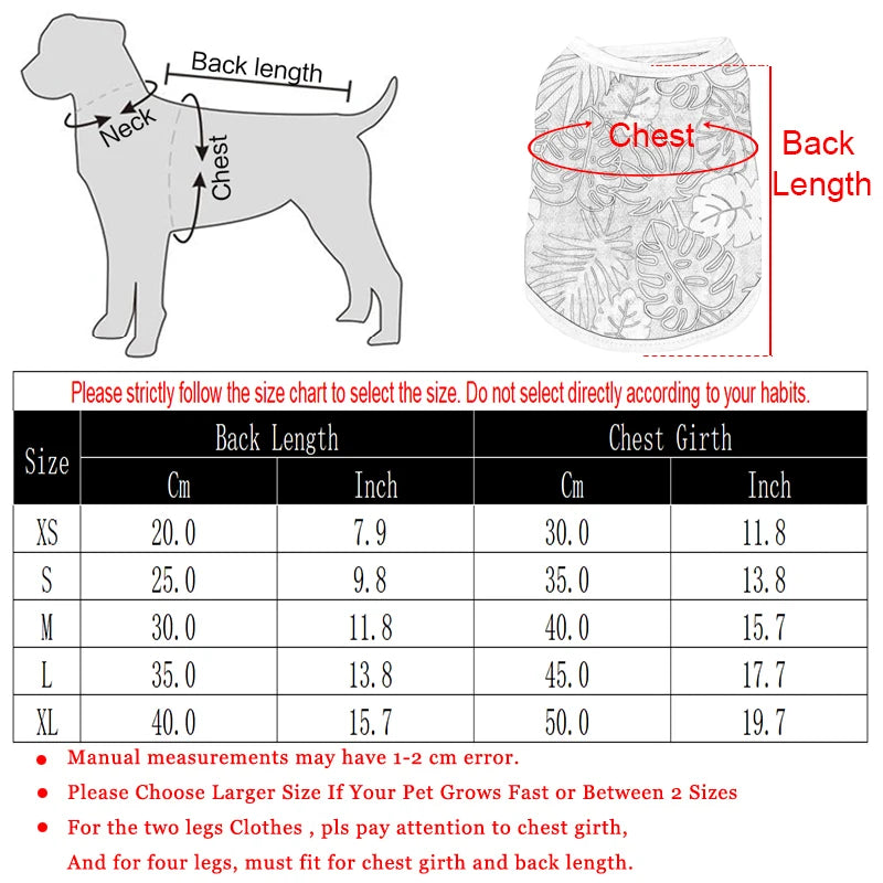 Pet Cat Vest Costume For Small Medium Dogs Cats Summer Breathable Island Print T-shirt Outdoor Travel Kitten Pug Coat Clothes