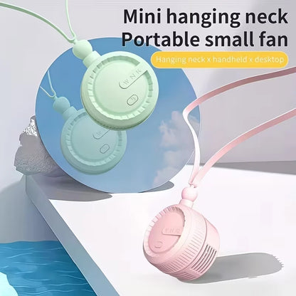 Portable Neck Fan (USB Rechargeable) – Mini Hands-Free Fan with Powerful Airflow & Quiet Operation; Suitable for Outdoor Use