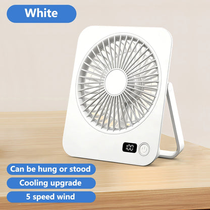 Portable Foldable Desk Fan with LED Display and 5-Speed Adjustable USB Rechargeable Silent Mini Fan For Outdoor House Table Fans