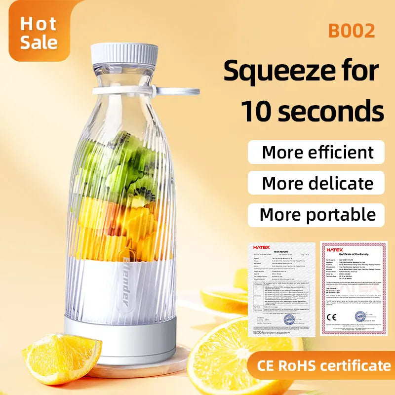 Portable Blender 500ml Mini Juicer USB Rechargeable Personal Smoothie Maker Multifunctional Travel Juice Cup Home Office