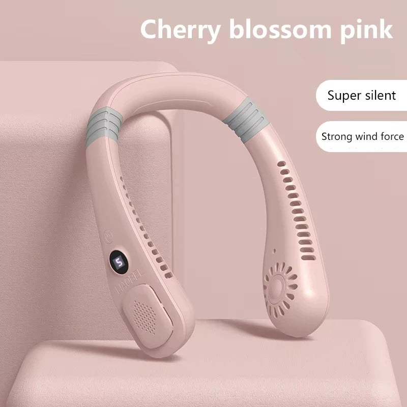 Lenovo 2027 New  Mini Ultra Long Life Neck Bladeless Fan Portable Lazy Silent Fan Usb Charging Student Sports Office