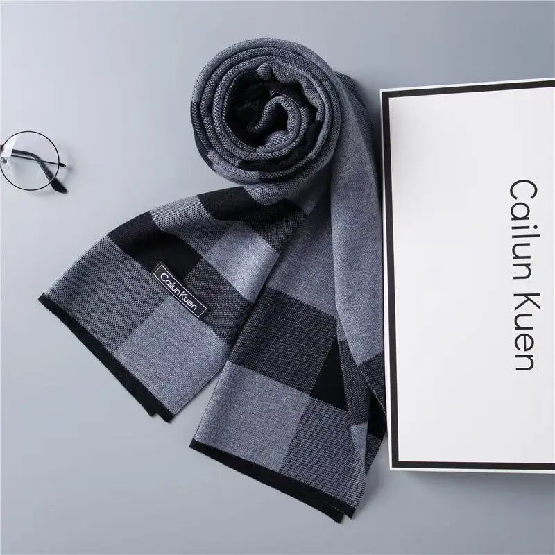 High Quality Wool Men Scarf Autumn Winter Classic Business Thermal Muffler Male Soft Korean Version Long Thick Warm Shawl No Box