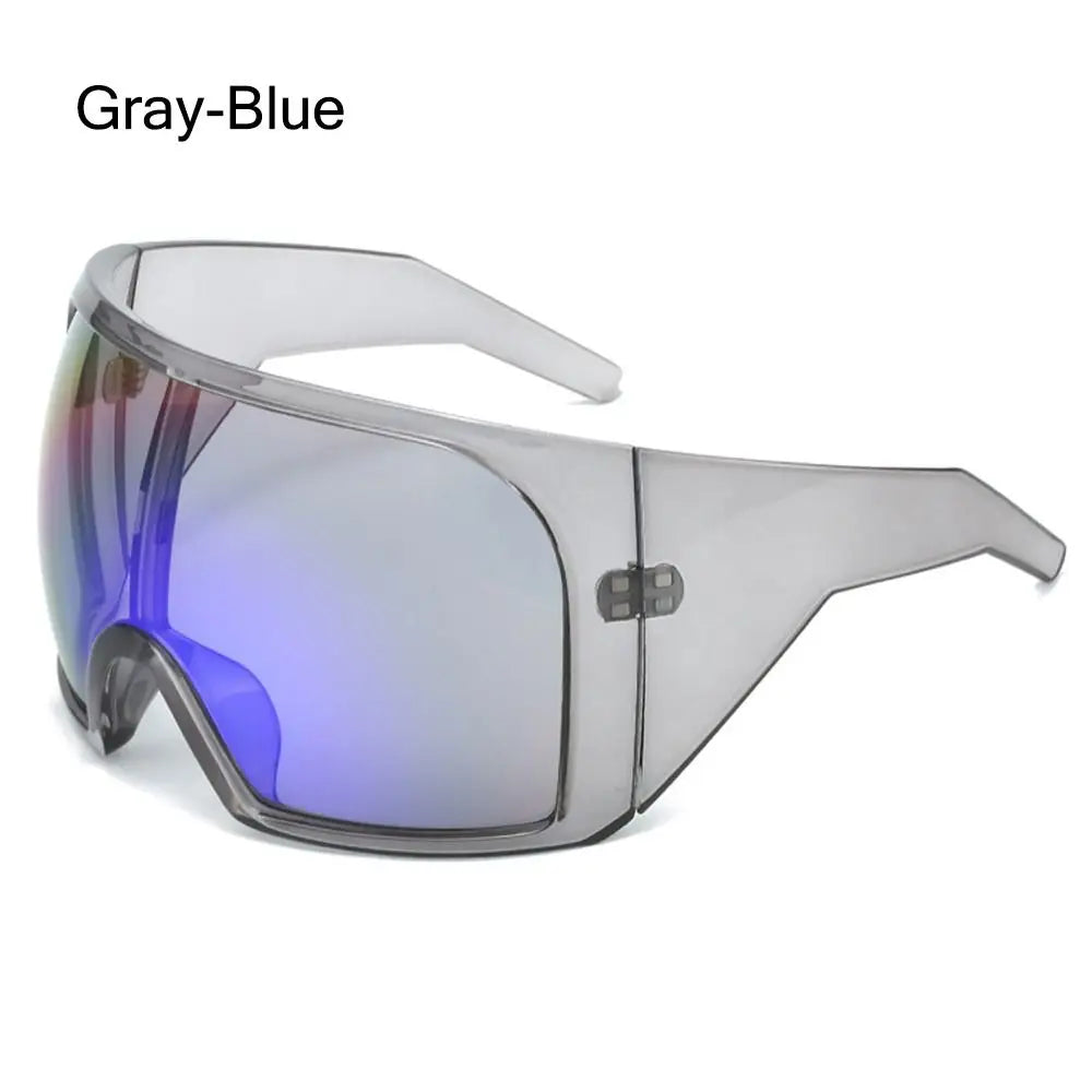 Futuristic Wrap Around Sunglasses Rave Curved Lens UV400 Protection 2000'S Eyewear Oversized Y2K Sun Glasses for Women & Men