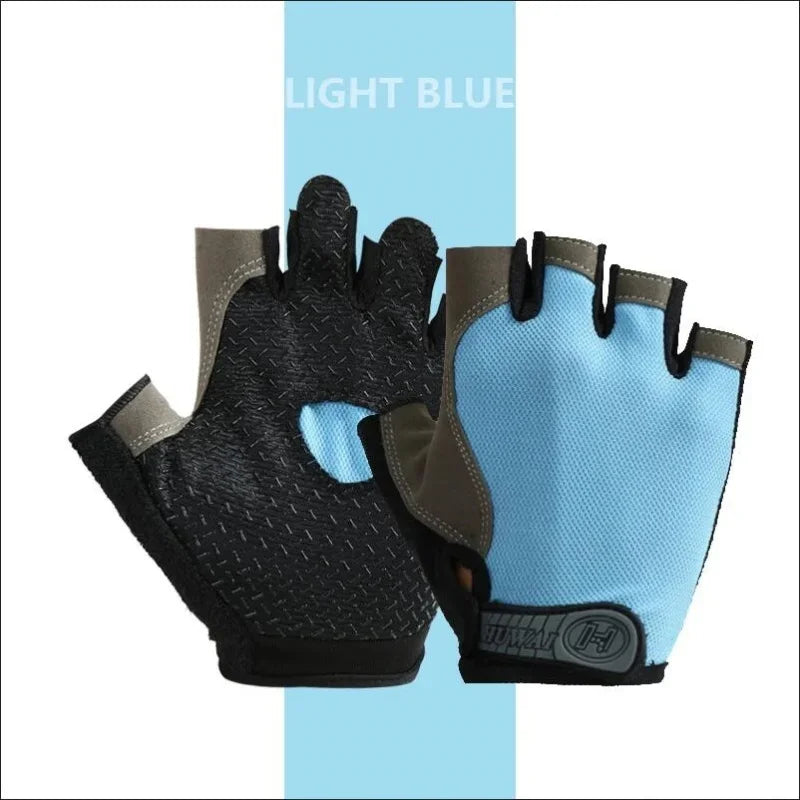 1Pair Gym Gloves Fingerless Gloves Anti-Slip Shock-Absorbing Gloves Sports Gloves for Training Lifting Weight Cycling