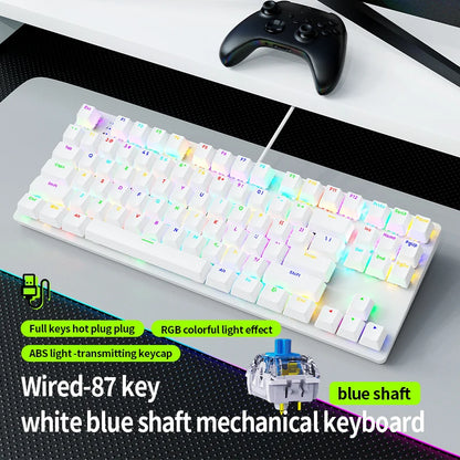 Gaming Mechanical Keyboard  AK87 Hot Swappable RGB Backlit, USB Wired Full Size Anti-Ghosting Keyboard with Red/Blue Switch for
