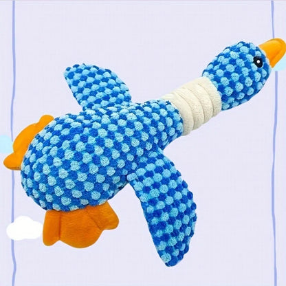 New Double Color Blue Goose Plush Pet Toy Tough Bite Resistant Squeaky Chew Molar Toy Interactive Play Supplies For Dogs Cats