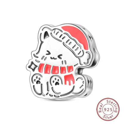 Original 925 Sterling Silver Charms Beads Winter Snowflake Snowman Igloo Penguin Pendant Fit Bracelet Women Jewelry Gift