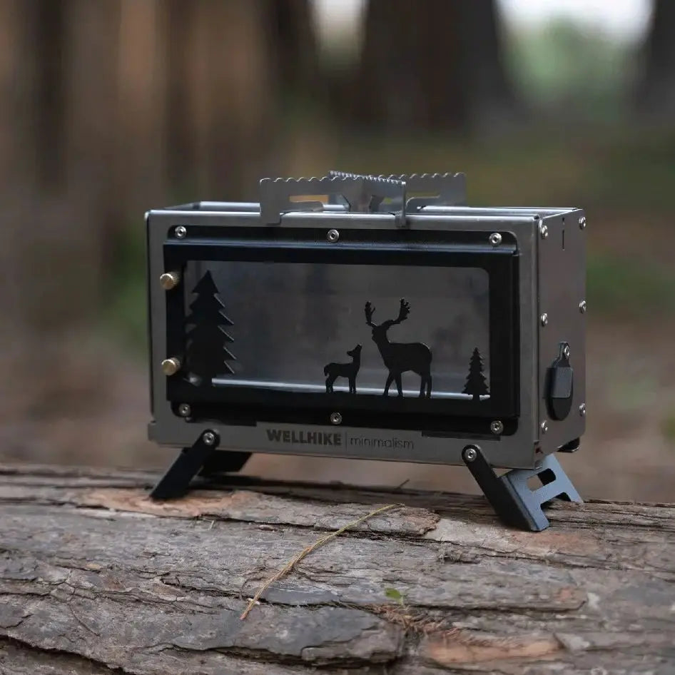 Small Camping Heating Stove Portable Tent Firewood Stove Glass Window Charcoal Burner