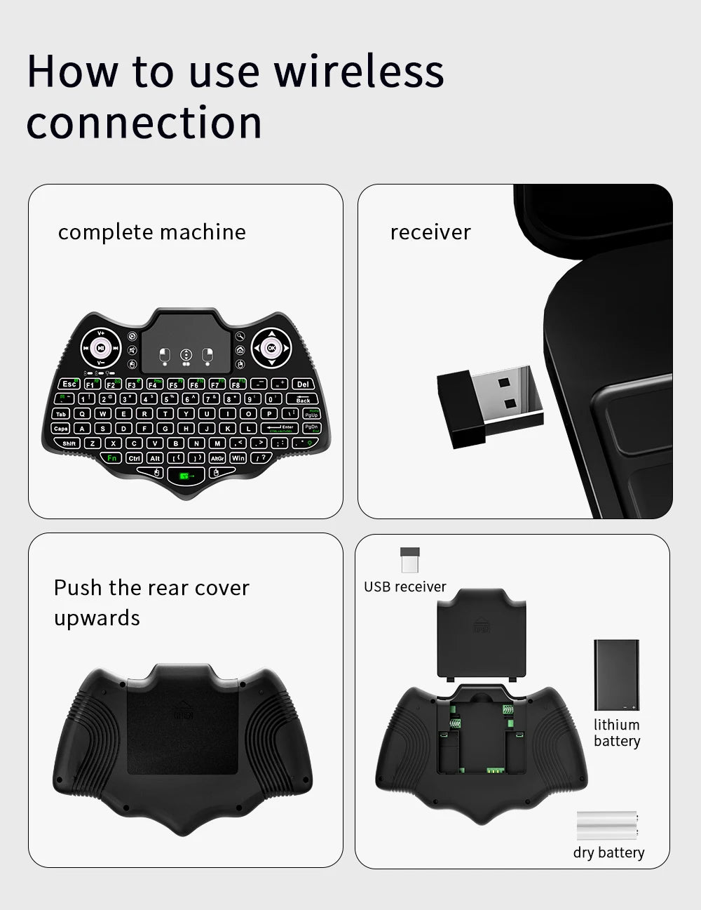 MRSVI V18 Mini Wireless Keyboard 2.4G BT Touch 7 Color Backlit French Spanish Russian Air Mouse Keyboard Gift for Android TV Box