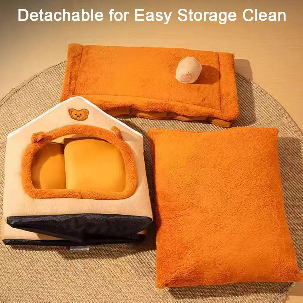 Pet House Bed Cat Cave Dog Kennel Warm Sleeping Bag Cozy Tent Soft Puppy Cushion Mat Indoor Winter Supplies