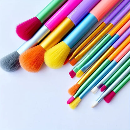 Makeup Brushes 15Pcs Colourful Makeup Brush Set Foundation Contour Blush Concealers Eye Shadow Blending Make Up Brush Kit