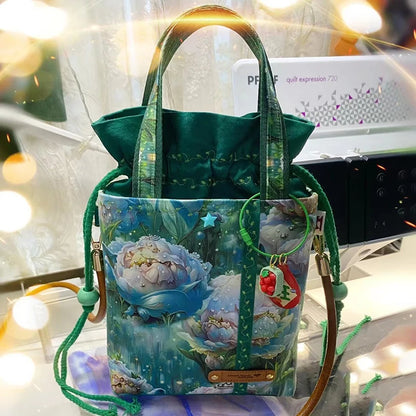 Cotton Fabric Digital Printing HD Fairy Tale Dream House Elf for DIY Handmade Sewing Clothes Bags Dresses by Half Meter