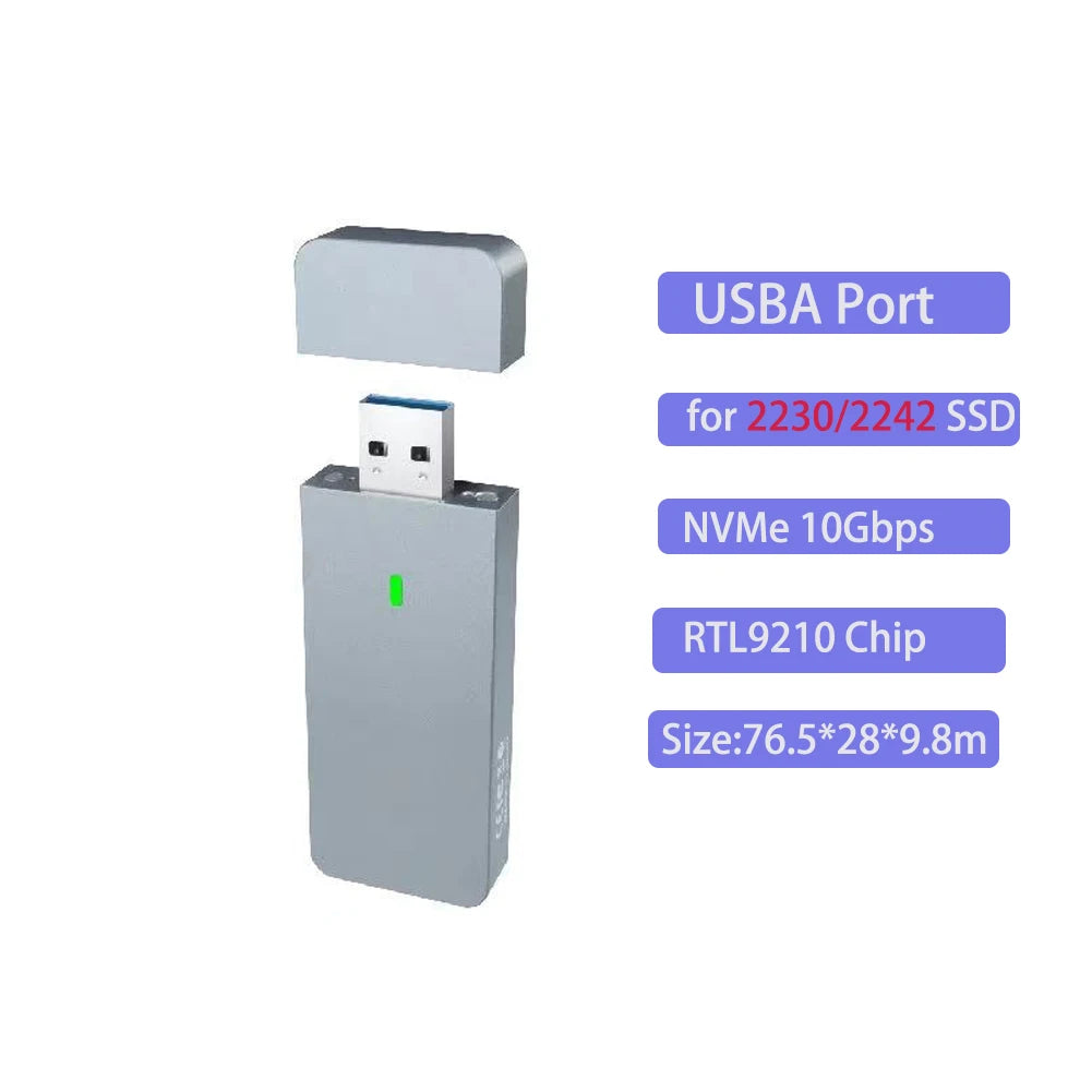 M.2 NVMe 2230 SSD Enclosure USB C Adapter 10Gbps USB3.2 Gen2 External Case Box for M2 2230 NVMe SN740/SN530 520/PM991a/BG4/BC711