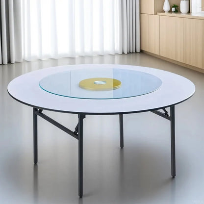 Round Folding Tables for Hotel Banquet Halls, Events, Parties and Weddings; Round Banquet Tables; White Simple Dining Tables