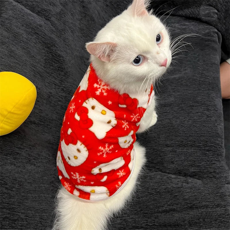 Winter Warm Pet Clothes For Cats Pullover Kawaii Hello Kitty Cat Sweater Costume  Mascotas Clothing Gatos Products For Animals