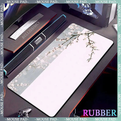 Black rubber mouse pad with white flower computer keyboard mouse pads office computer accessories pad game non-slip desk mat