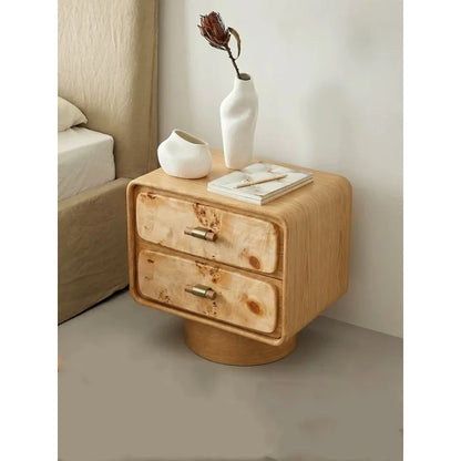 Medieval-style bedside table, household bedroom drawer, solid wood storage cabinet, natural high-grade tree burl,side cabinet