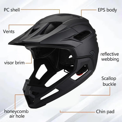Bike Helmet Bicycle Mountain Bike Helmet Full Face Detachable One-piece Motorcycle Riding Safety Helmet Head Protection