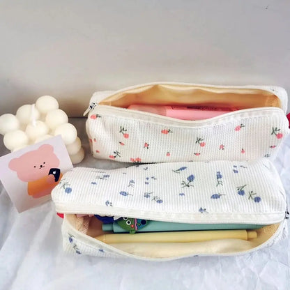 Office Supplies Simple Stationery Pen Box Makeup Bag Pen Holder Pencil Bag Small Flowers Storage Bags Pencil Cases