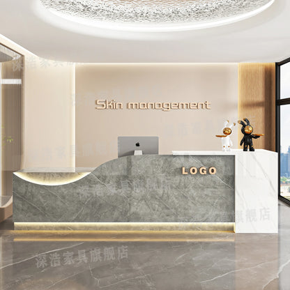 Customized Equipment Reception Desk Beauty Simple Creative Aesthetic Reception Desks Trendy Luxury Mostrador Office Furniture