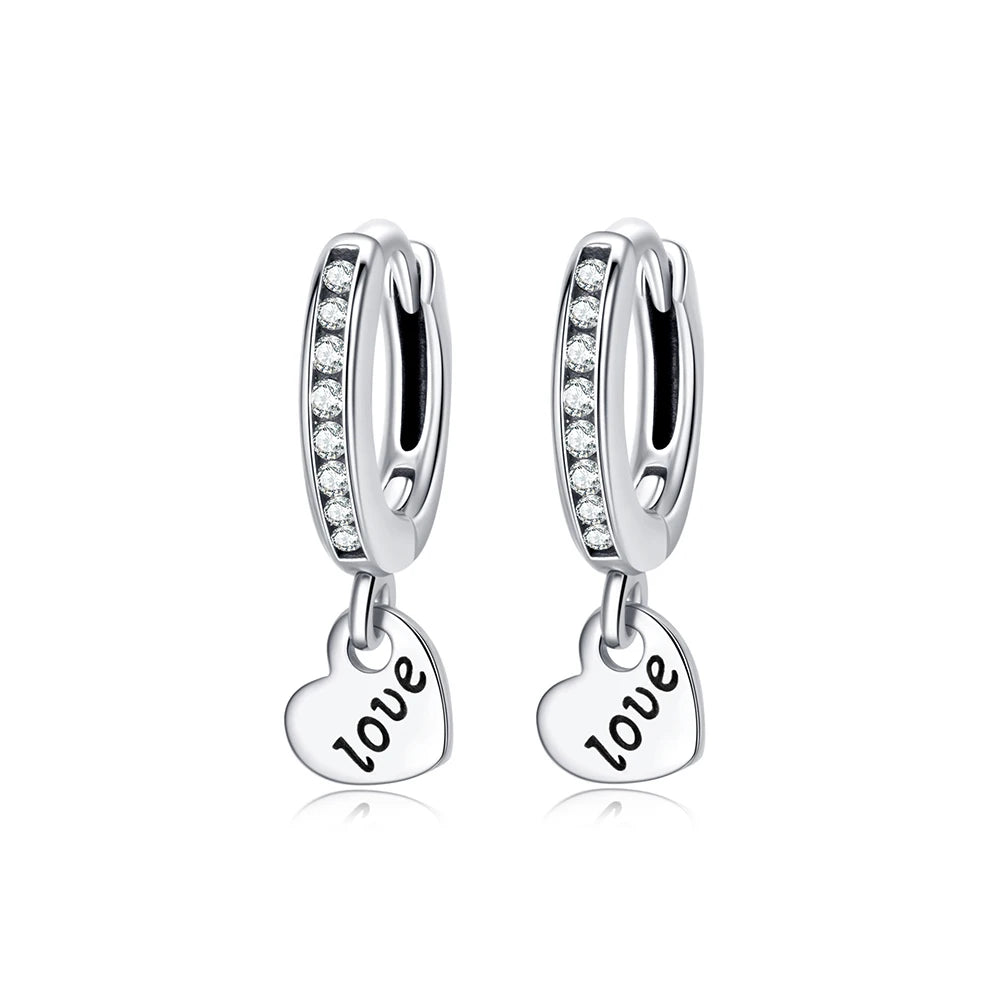 New 2026 Original 925 Sterling Silver Earrings For Women Piercing Hoop Love Heart Earings Rose Gold Wedding Gift Luxury Jewelry