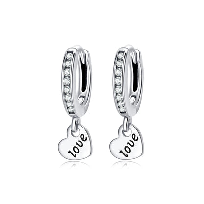 New 2026 Original 925 Sterling Silver Earrings For Women Piercing Hoop Love Heart Earings Rose Gold Wedding Gift Luxury Jewelry