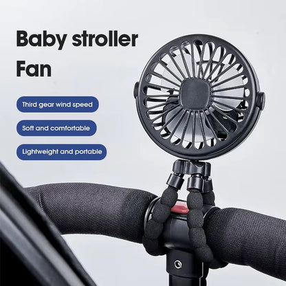 Portable Fan Tripod Adjustable 360 Degree Rotation Baby Stroller Low Decibel Electric Fan USB Charging Suitable for Outdoor Use