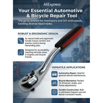 72 Tooth Quick Ratchet Wrench   Wrenches Two-way Socket Wrench Repair Tools for for Vehicle Bicycle