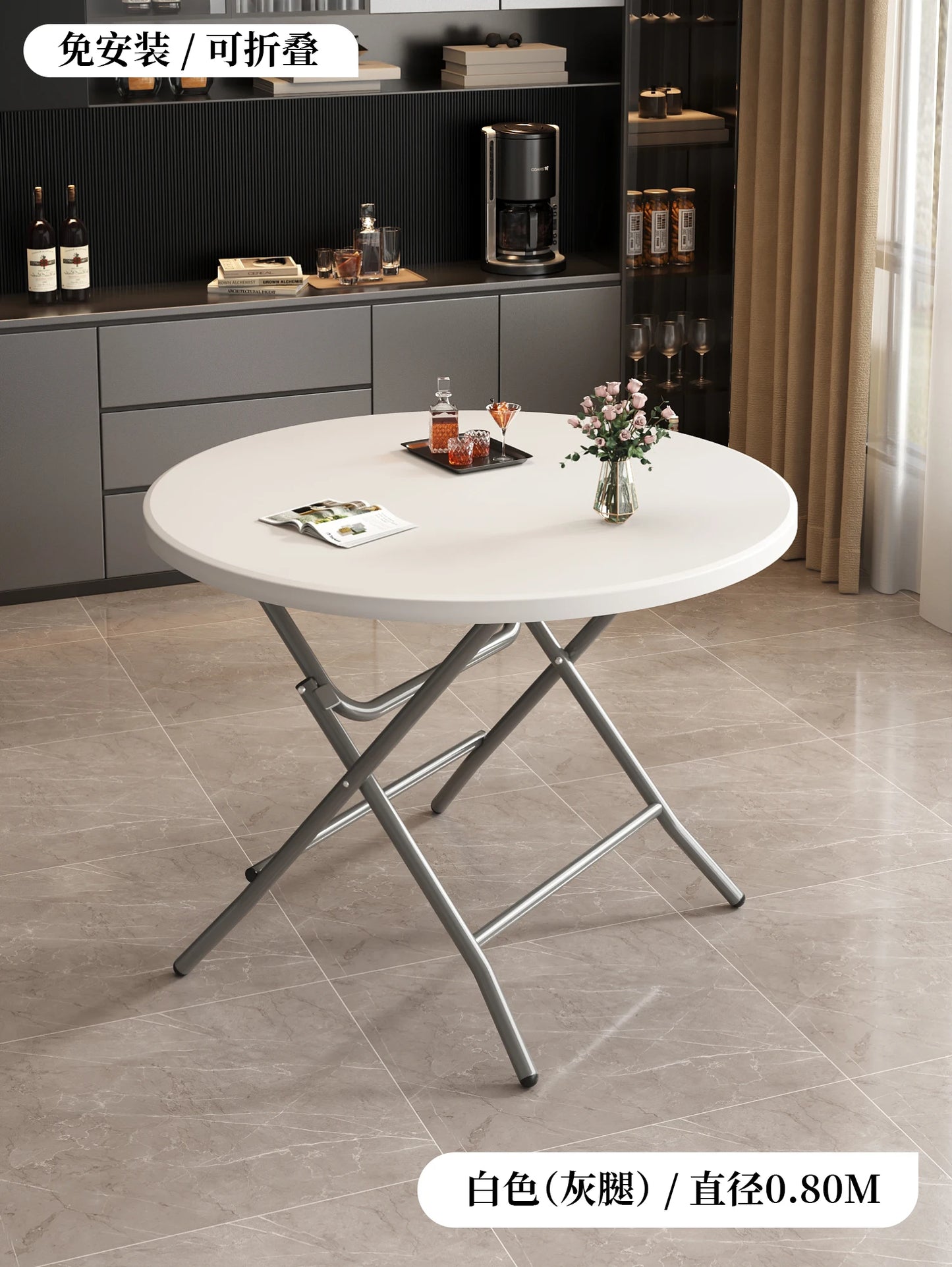 Extendable Dining Table, Dining Table For 4-12 People,round Space Saving For Home And Office Use, Without Stools