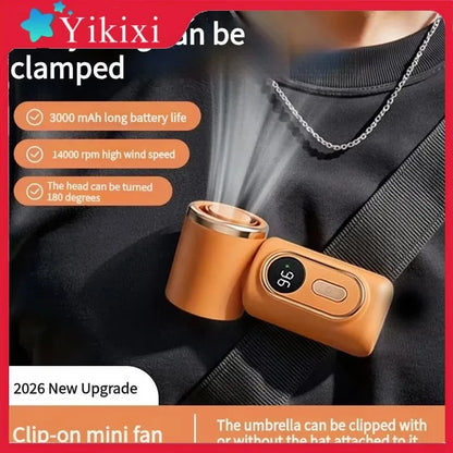 Portable Handheld Fan Mini Clip Fan Umbrella Holder Function Rotatable USB charging Compact Personal Cooling Fan Outdoor Camping