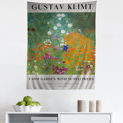 Gustav Klimt Flower Garden Sunflowers Cartoon Tapestry Art Science Fiction Room Home Decor Art Home Decor