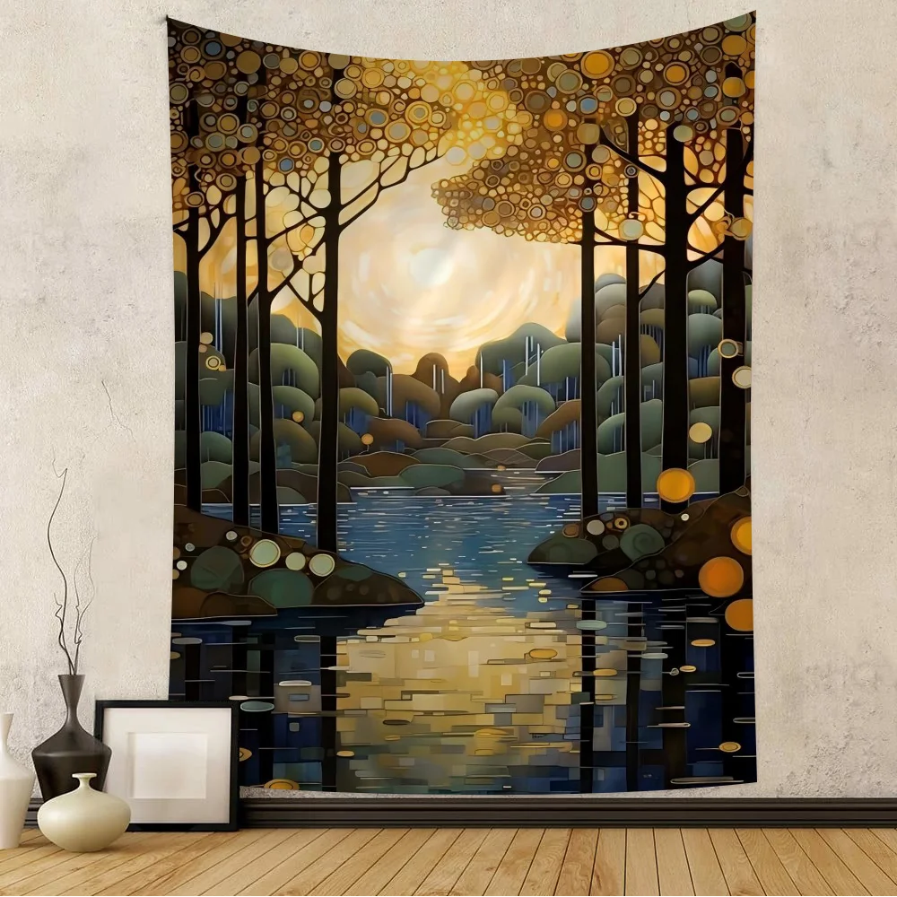 Gustav Klimt Flower Garden Sunflowers Cartoon Tapestry Art Science Fiction Room Home Decor Art Home Decor