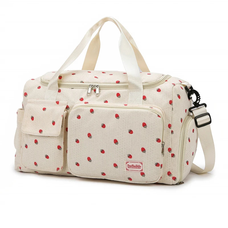 Corduroy Travel Tote Bag Large Capacity Carry On Travel Bag With Shoe Compartment Sports Fitness Bags For Women Duffle Bags