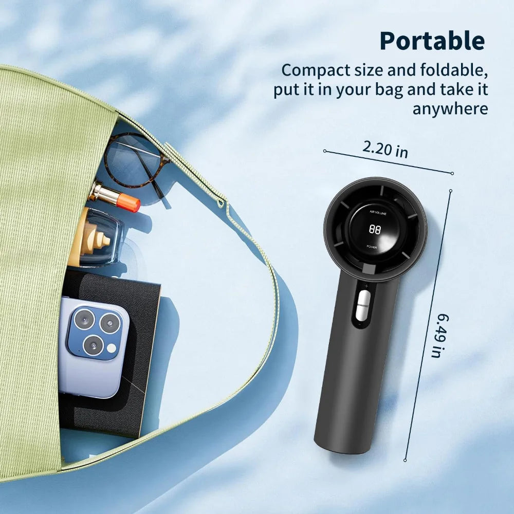 Portable Hand held Fan USB Rechargeable Mini Personal Fan with 1-100 Speed Settings Quiet Operation for Travel Office & Outdoor
