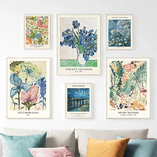 Van Gogh Star Vase Series Poster Wall Art Matisse Vintage Flower Canvas Painting Flower Market Art Living Room Home Decorative