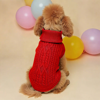 New Pet Small Pet Dog Clothes Sweater Fashion Autumn Winter Solid Fried Dough Twists Knitting Warm Comfort Clothing