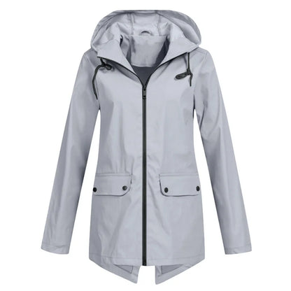 Outdoor Windbreaker Coat Women Trench Coat Waterproof Hooded Outerwear Velvet Thicken Overcoat Zip-up Streetwear Autumn Winter