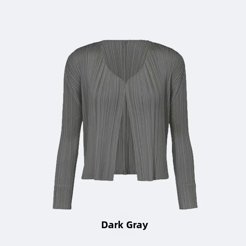 Slimming Woven ort Coat Jaet Women's Faion Spring Autumn Thin Design Sense Folded Cardigan Outerwear Sli Outer Layer