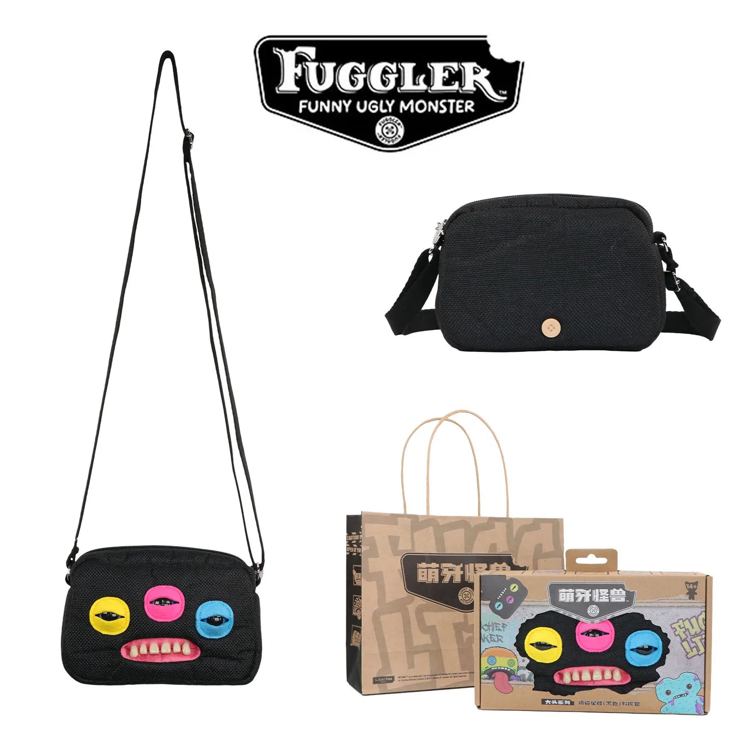 Fugglers Ugly Teeth Monster Bag Crossbody Cute Plush Wallet Plush Bag Fuggs Crossbody Bag with Shoulder Strap Animal Plushies