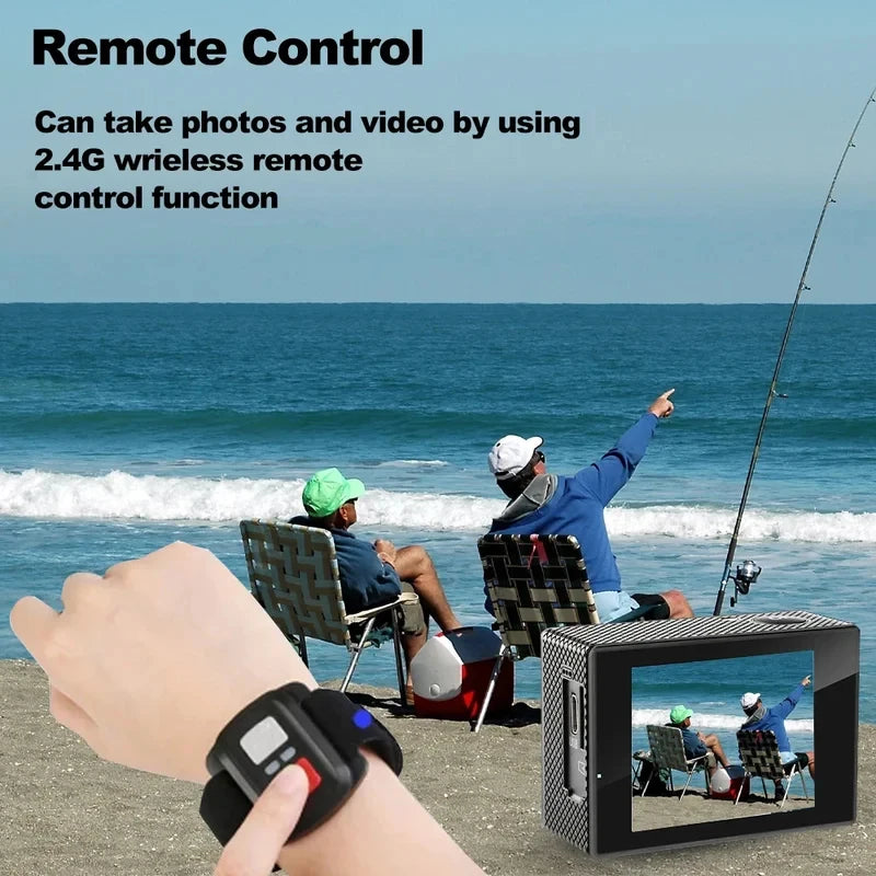 5K Dual-Screen Action Camera With WiFi Direct Connection Autofocus Waterproof Shooting LED Touchscreen And Remote Control Design