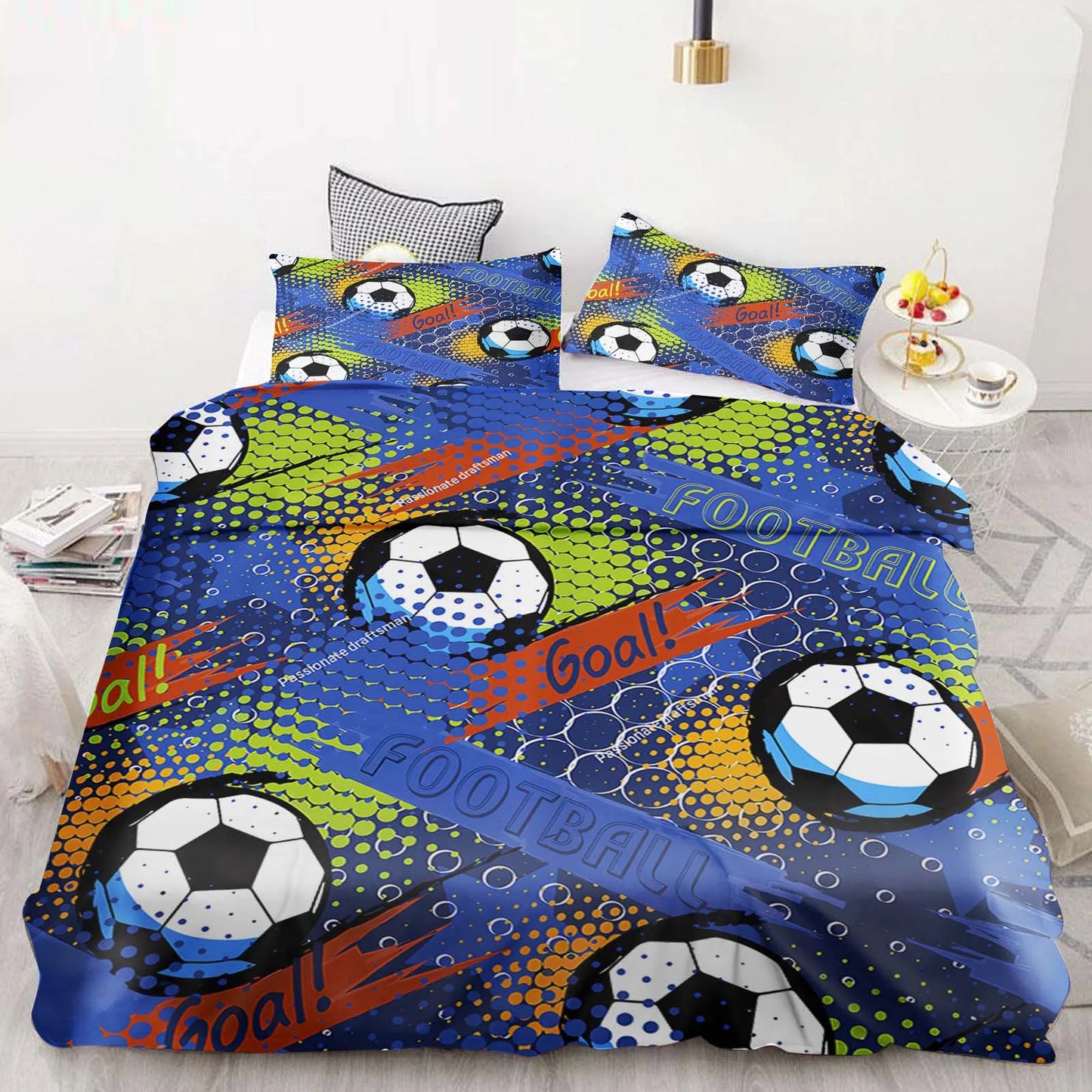 Football Duvet Cover Set Comforter Bedding 3d Children'S Bedding Set 3-Piece 1 Quilt Cover King Size