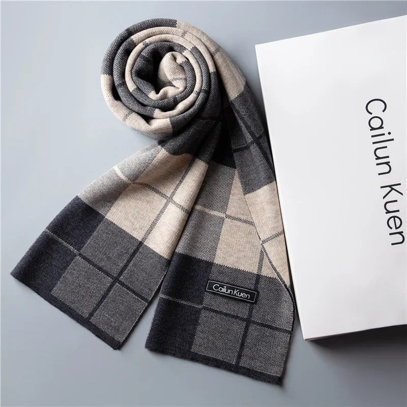 High Quality Wool Men Scarf Autumn Winter Classic Business Thermal Muffler Male Soft Korean Version Long Thick Warm Shawl No Box