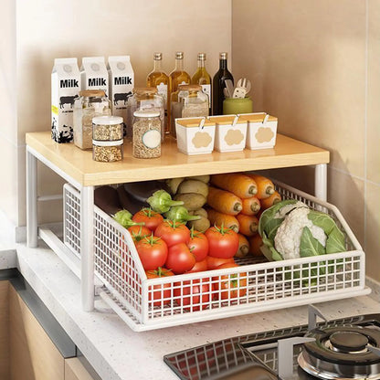 Pantry Shelves 2-Tier Vertical Holder Organizer Double-Layer Storage Shelves for Pantry Kitchen Bathroom Garage Shower Bar